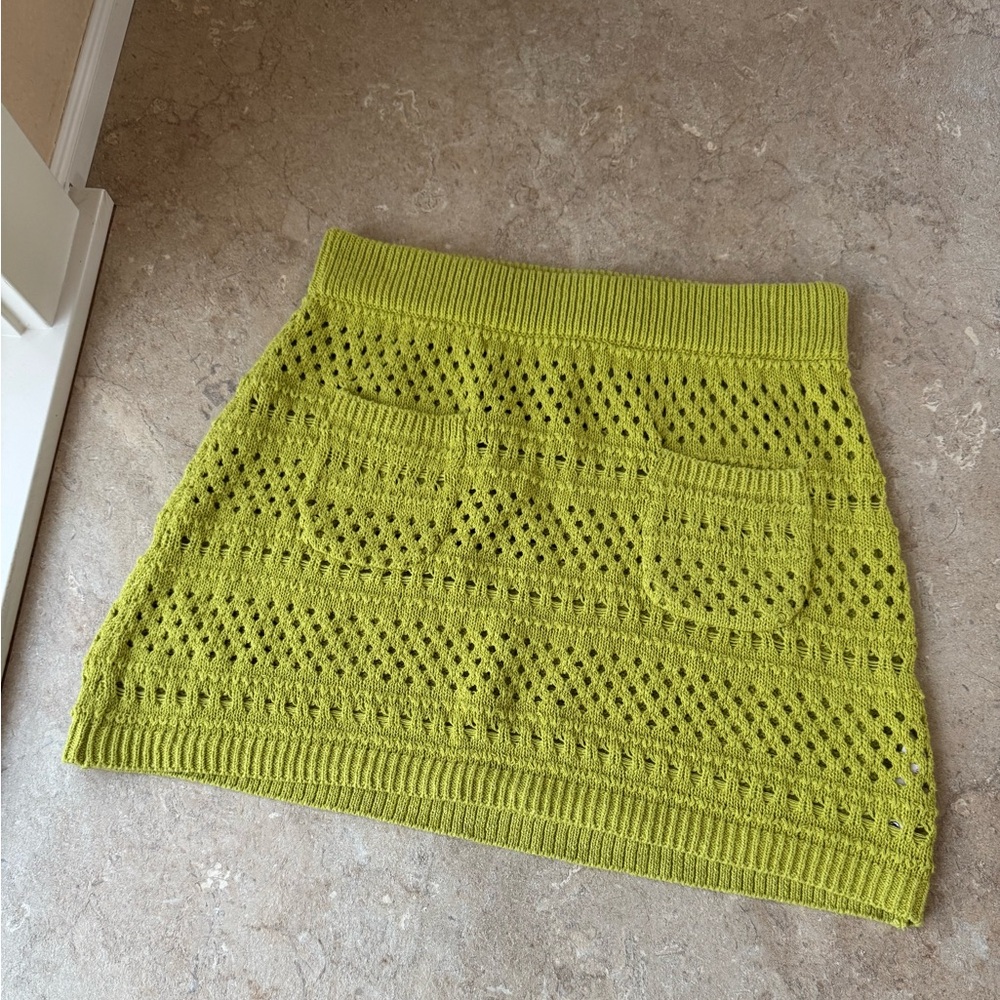 FP Beach, Free People Beach Mairead Fauxchet Skirt in Apple Green, Size Small